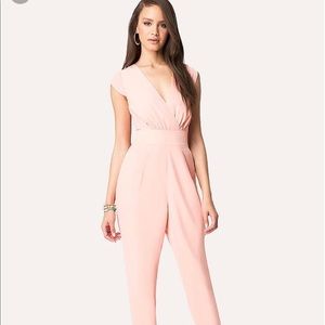Bebe Emma bow jumpsuit coral size 10